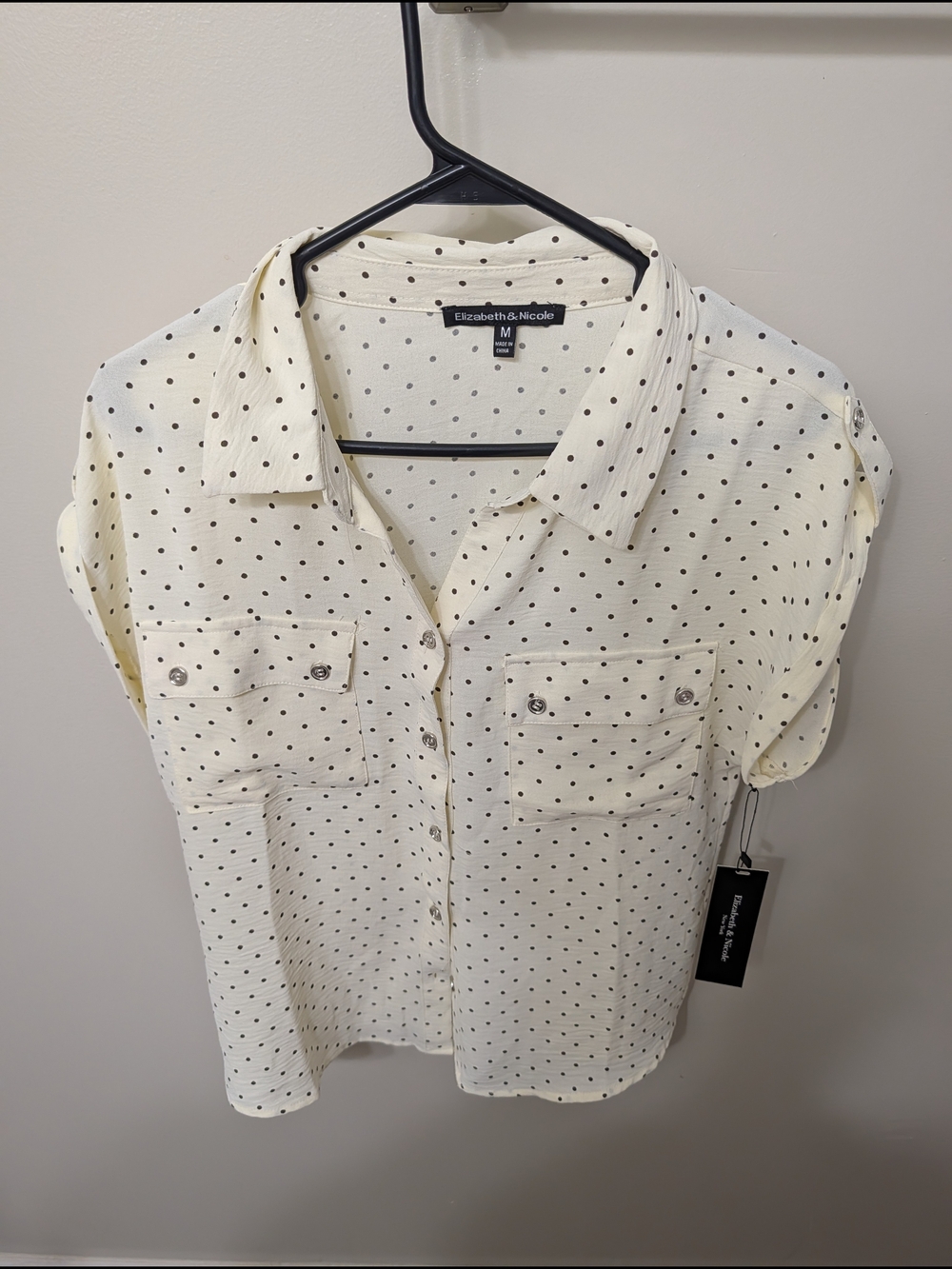 Cream Polka Dot Short Sleeve Blouse